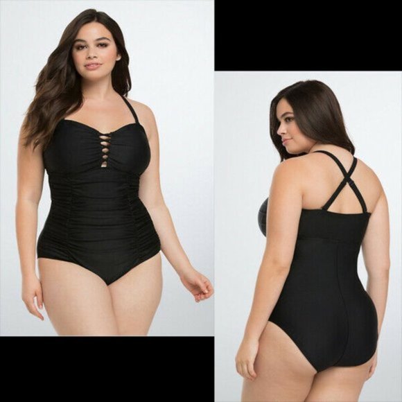 Torrid Other - Torrid  Black Strappy Swimsuit One Piece Ruched